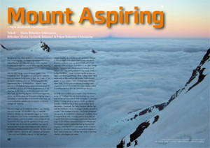 Publication about climbing Mount Aspiring, New Zealand