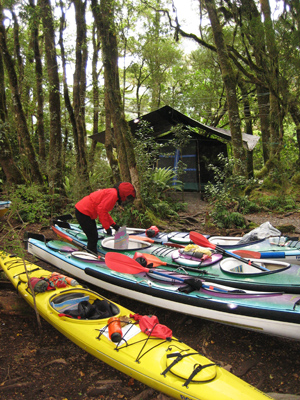 Kayaks and sandfly shelter